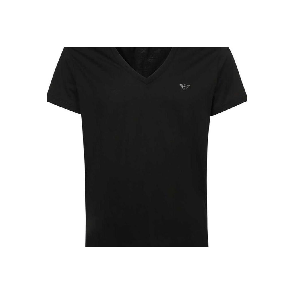 Emporio Armani Мужская футболка с V-образным вырезом, облегающая, прямого кроя, с коротким рукавом, с логотипом, черная 211801-1P477-0020