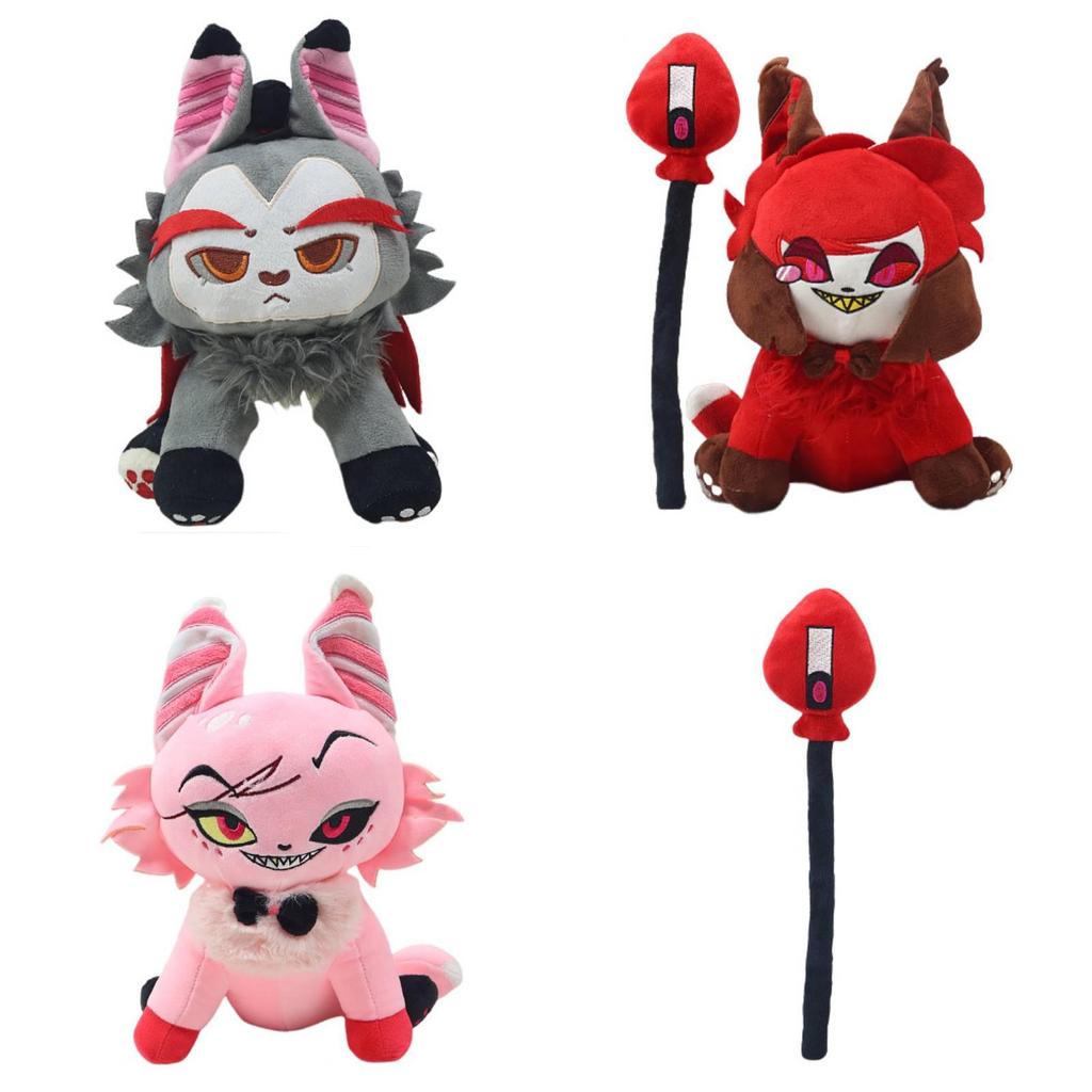 Helluva Boss Хаск Мяу Плюшевая Мягкая Игрушка Животное Мягкий Коралловый Флис Для Декора Детской Комнаты Включены Специальные Персонажи