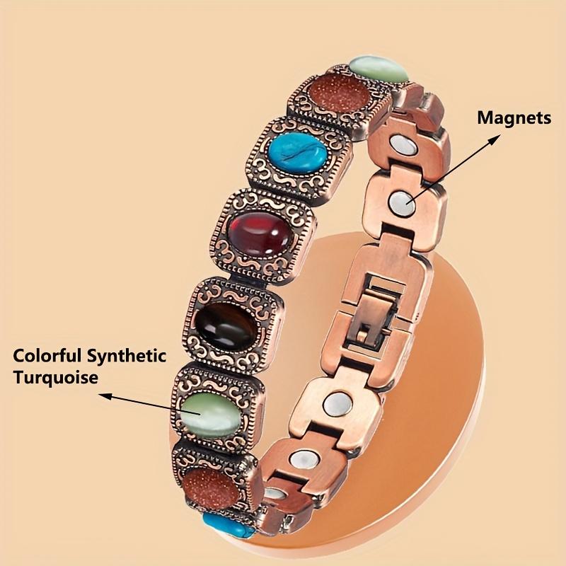 Women's Colorful Stone Magnetic Bracelet with Adjustable Size Design, Fashionable and Personalized Bracelet, Versatile Jewelry Accessories