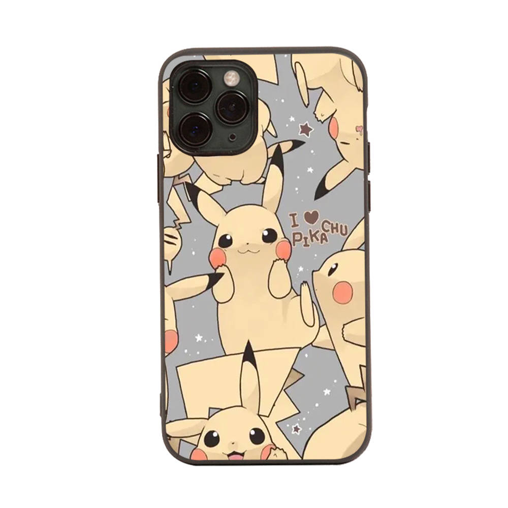 PK11 Lovely Pikachu Black Sofe Case for Samsung Note 20 Lite S24 Ultra S23 A03 A05 A06 A11 A71 A15 A16 A13 A24 A25 A33 A52 A53 A50 M55 M35 Plus