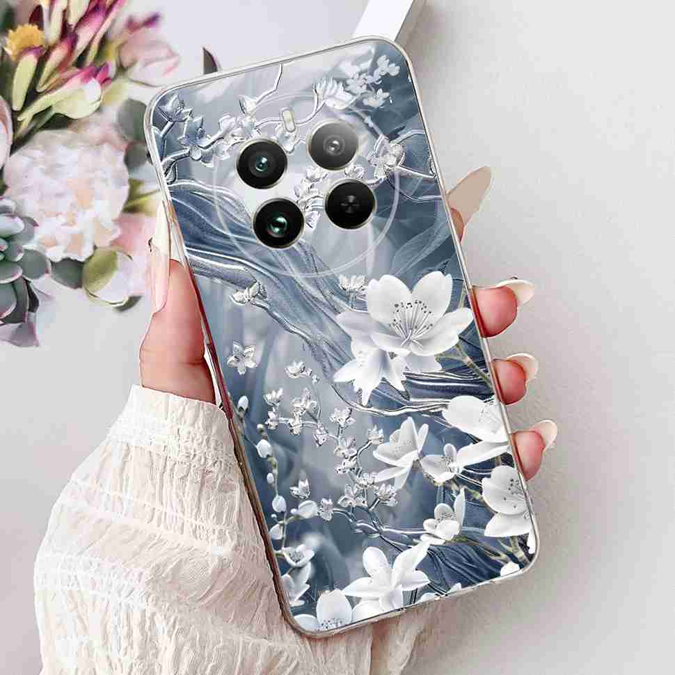 Для Realme 12 Pro RMX3842 6.7" Летний Лотос Милый Кот Мягкий Силиконовый ТПУ Чехол Для Realme 12Pro+ 12Pro Plus RMX3840 Защитный Бампер