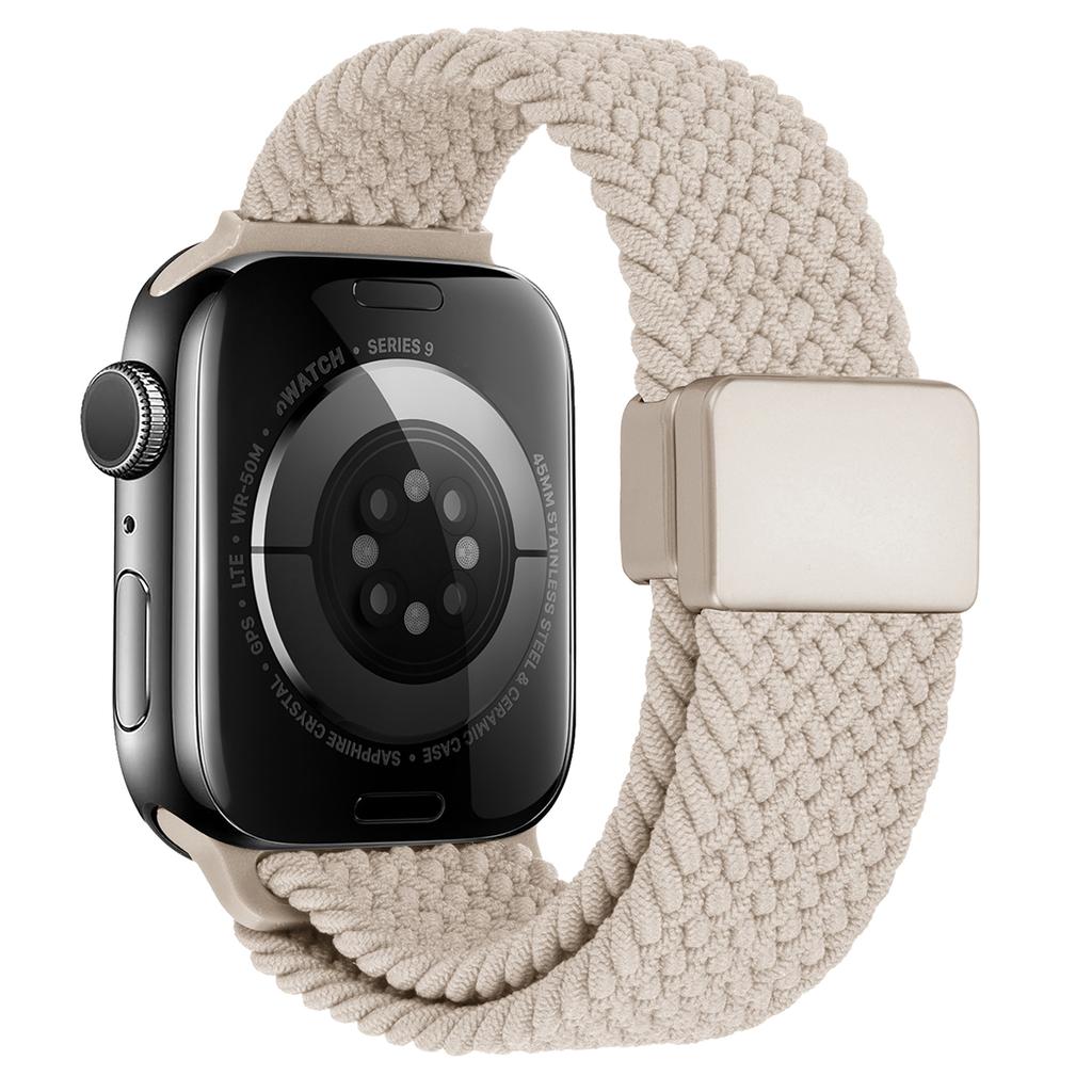 Ремешок для Apple Watch Series 10 Ultra 9 8 7 SE 6 5 4 3 2 1 46 мм 49 мм 45 мм 44 мм 42 мм, нейлоновый регулируемый ремешок с магнитной застежкой