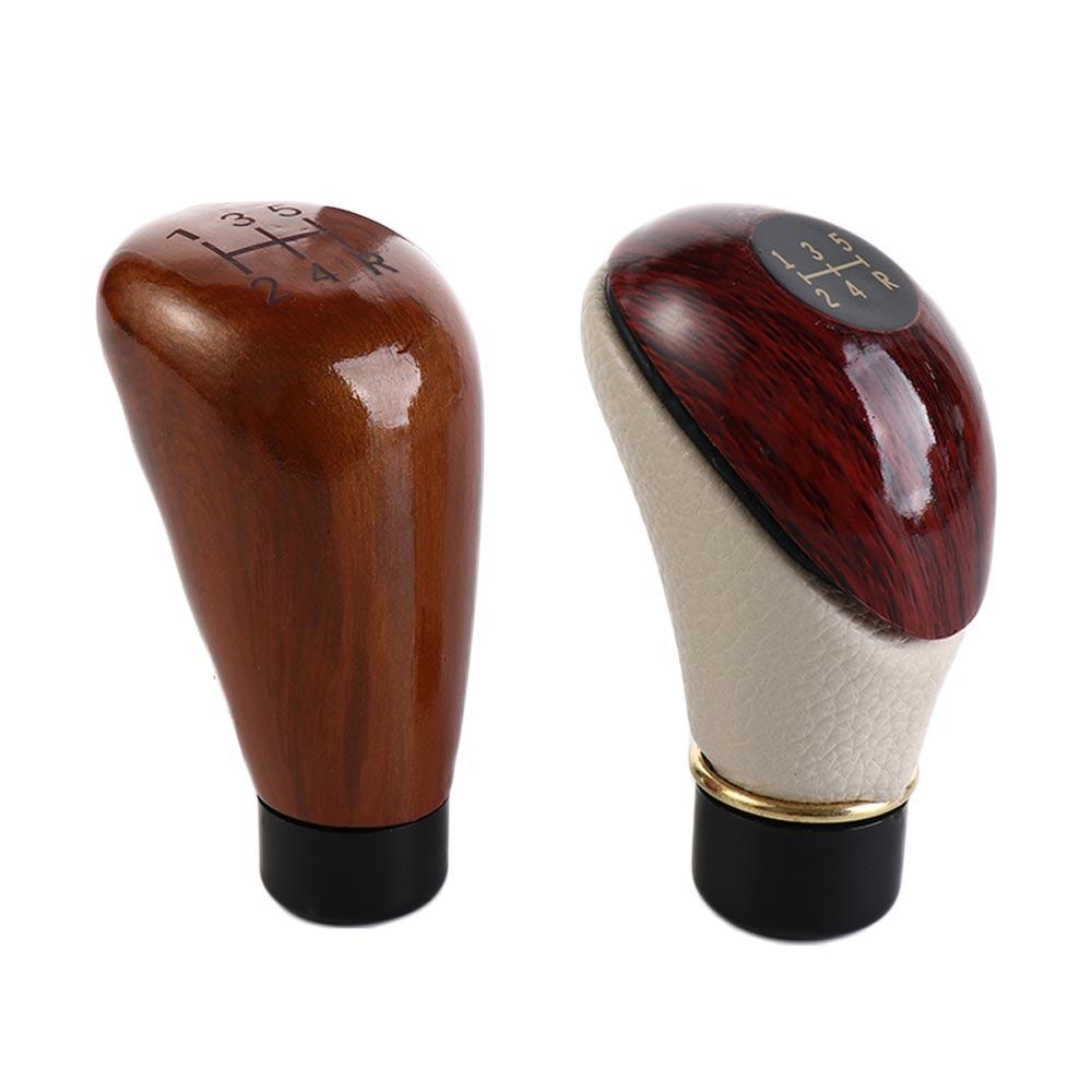 Knob Gloss Imitation Peach Wood Manual Gear Stick Knob Shift Shifter 5-Speed Lever Car Shift Knob