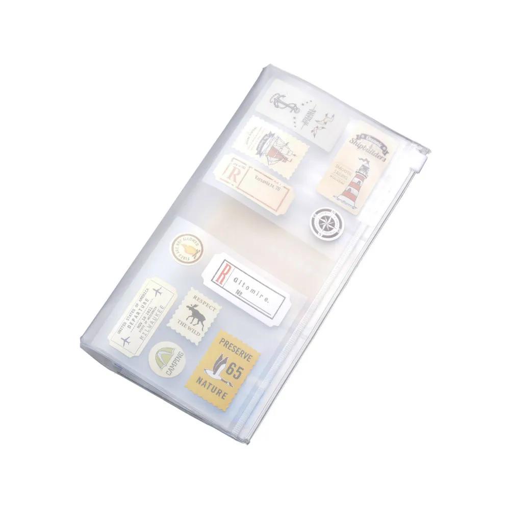 Fromthenon PVC Travelers Notebook Zipper Bag Storage Bag Card Holder Journal Supplies Planner Accessories Cute Stationery