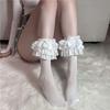 Bowknot JK Knee High Socks Ballet Style Ruffle Uniform Socks Lolita Lace Stockings  Japanese Style