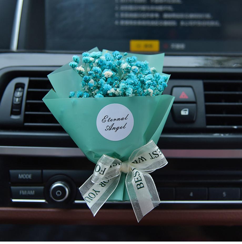 Сухоцветное украшение автомобиля, интерьерный зажим для вентиляционного отверстия, мини-букет, диффузор для автодухов, аромат, розовые аксессуары, подарок для девочек