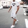 Мужские шорты с короткими рукавами и 3D-печатью из 2 предметов, модная черно-белая полосатая футболка, баскетбольные спортивные комплекты
