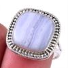 Кольцо из натурального голубого кружевного агата с драгоценным камнем из стерлингового серебра 925 пробы S.8 v4E59