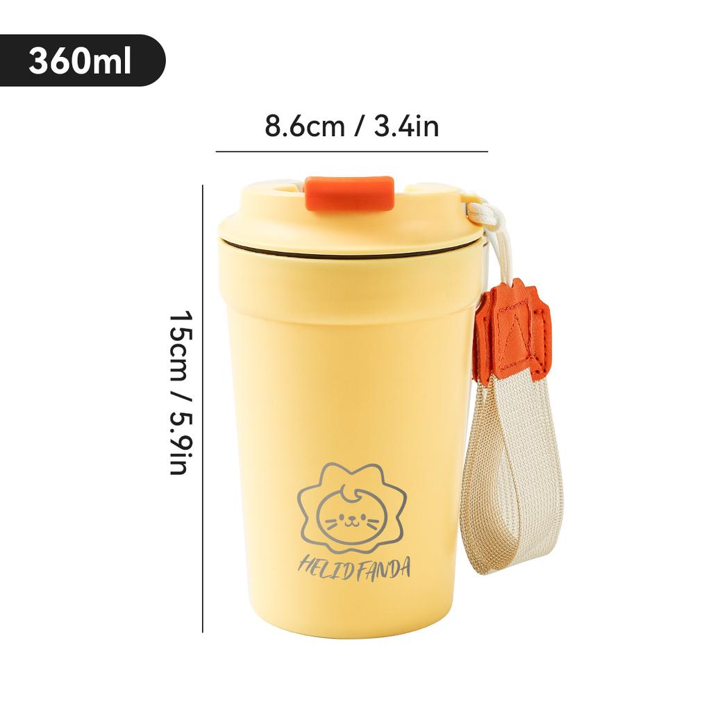 WORTHBUY Plastic Mug Portable Coffee Mug Leak-proof Water Mug With Rope Multipurpose Heat-resisting Milk Mug Cute Tea Mug 360ML