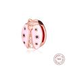 Аутентичные бусины из стерлингового серебра 925 пробы с розовыми отражениями розовых божьих коровок, подходят для оригинального браслета для женщин, ювелирные изделия в подарок
