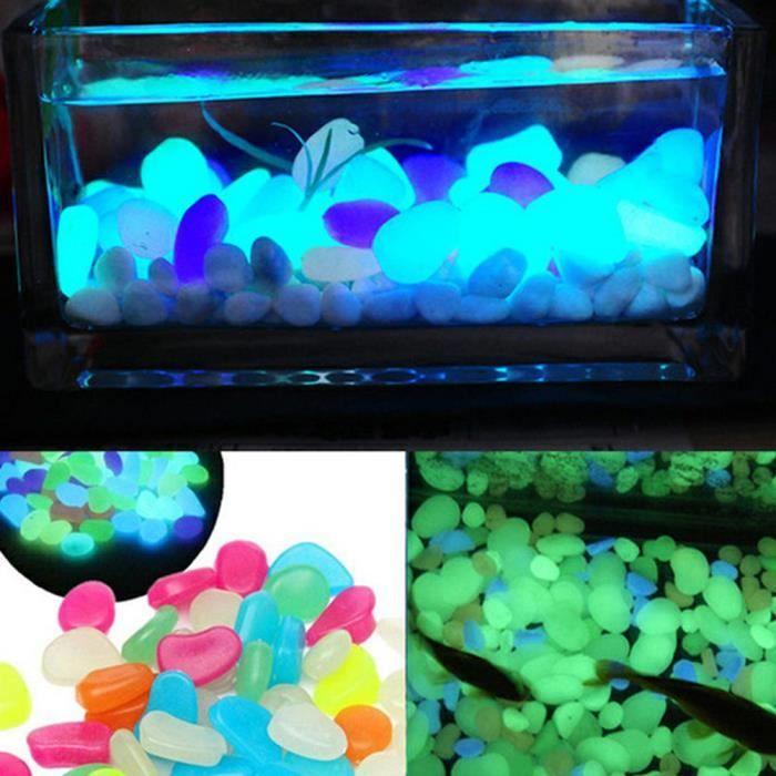 Décoration d'aquarium - ZJCHAO - Pierres brillantes - Fluorescentes - Plastique - Multicolores