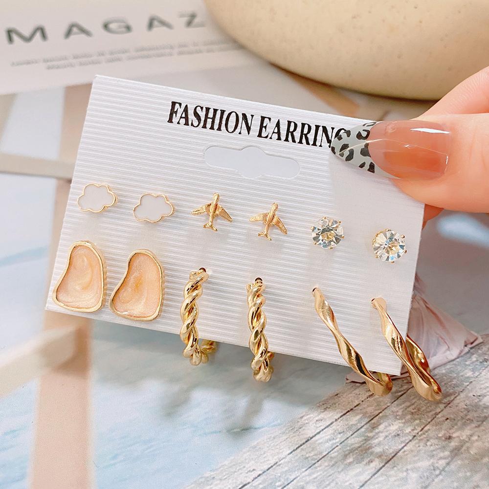 Бохо Металлические Акриловые Геометрические Серьги Набор Серьги-гвоздики Серьги-кольца Модные Ювелирные Изделия Для Женщин