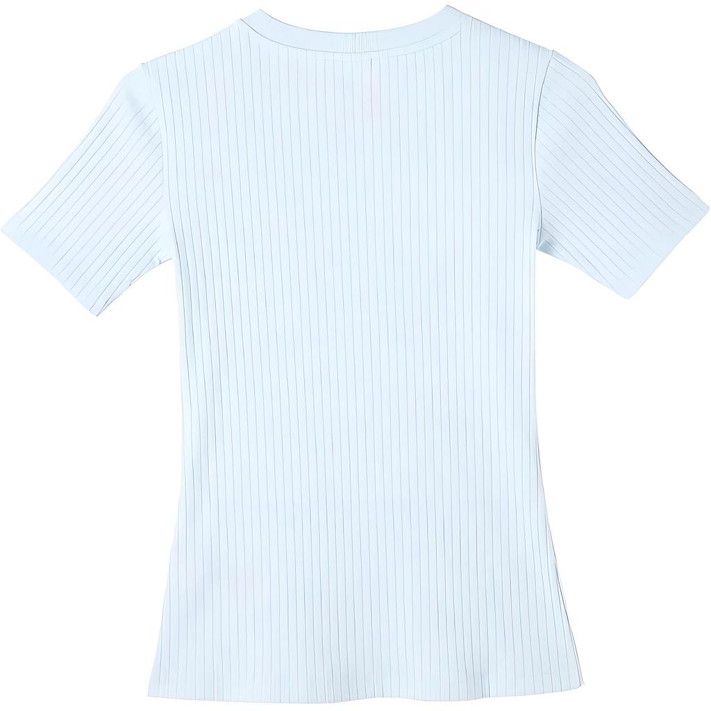 Puma Однотонная повседневная футболка приталенного кроя, универсальная, с коротким рукавом, женский топ, светло-голубой 631011-69