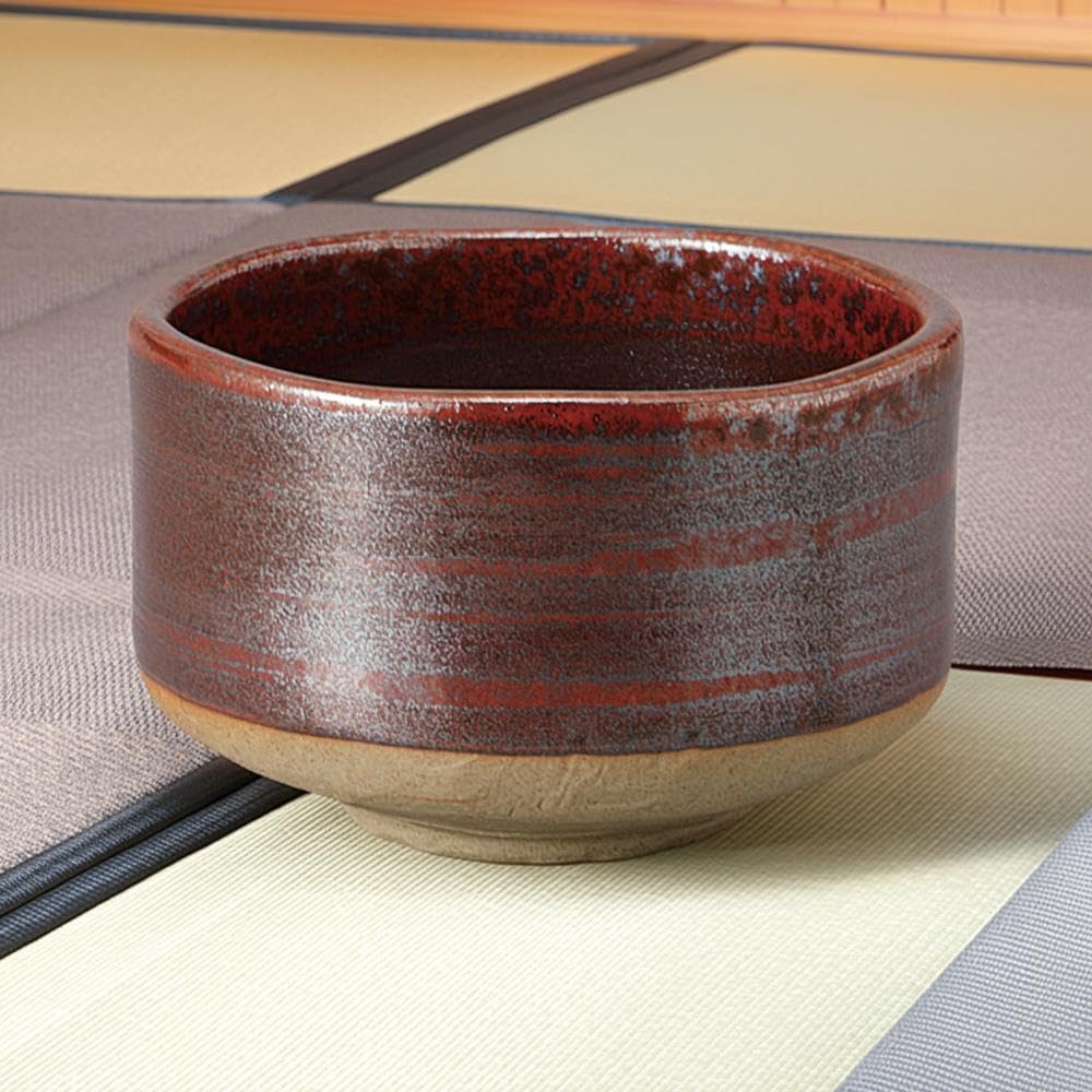 Matcha Cinnabar Mino Ware Tea Ceremony Made in Japan Ale-net Bowl, Glaze, Ceramic, 11.8×H7cm, Utensil,