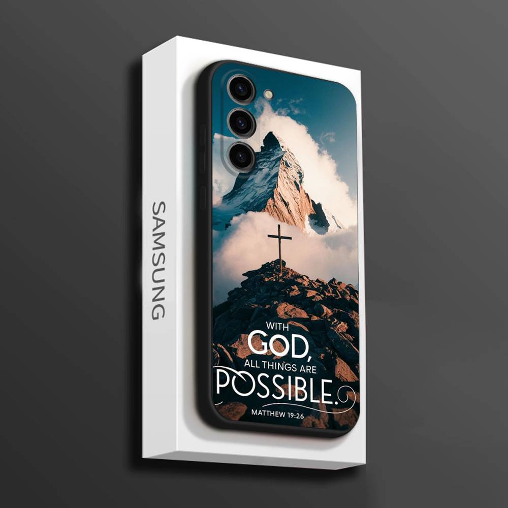Jesus Bible Verse Christian Phone Case For Samsung Galaxy A 73,72,51,53,52,71,22,5G,Note,J7,8,9 Soft Black Cover