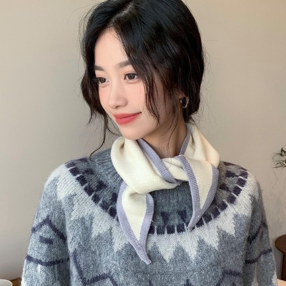 Triangle Cross Scarves Windproof False Collar Sweet Cross Neckerchief  Girl