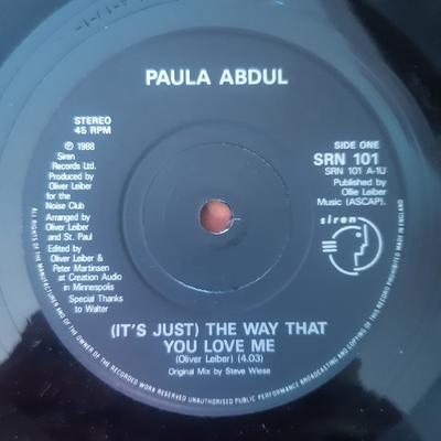 7-дюймовая пластинка PAULA ABDUL Its Just The Way That You Love M SRN101 Siren 1989 UK Dance Electronica Б/у