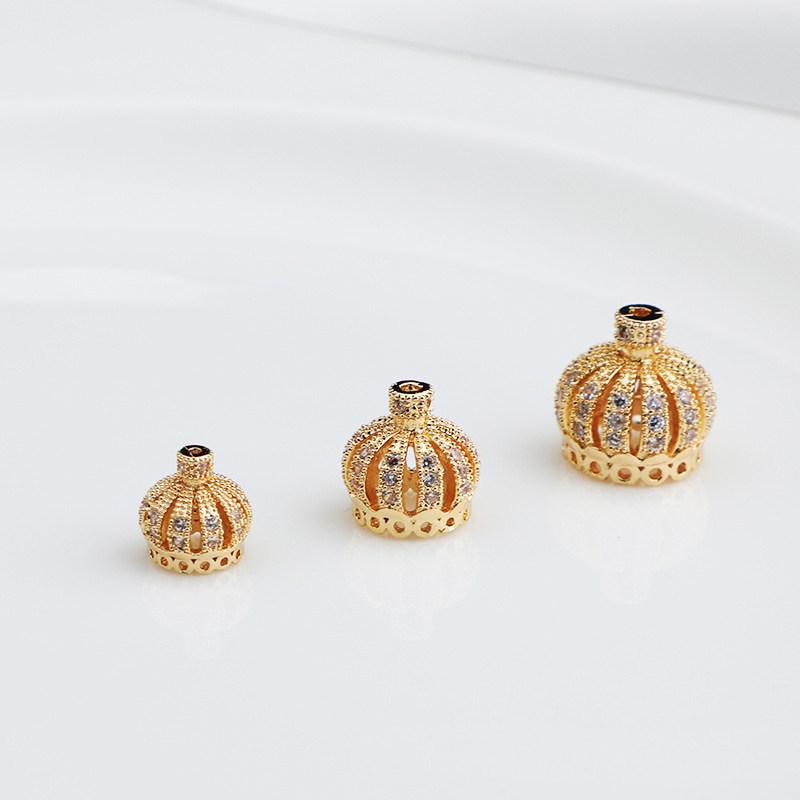 Медно-позолоченный кулон-корона с цирконами 14K золота для DIY-аксессуаров: Винтажная заколка для волос, серьги, кисточка, шляпа