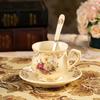 Европейский цветочный набор чашки и блюдца для чая с золотой каймой - Набор для послеобеденного чая в стиле легкой роскоши для домашнего использования