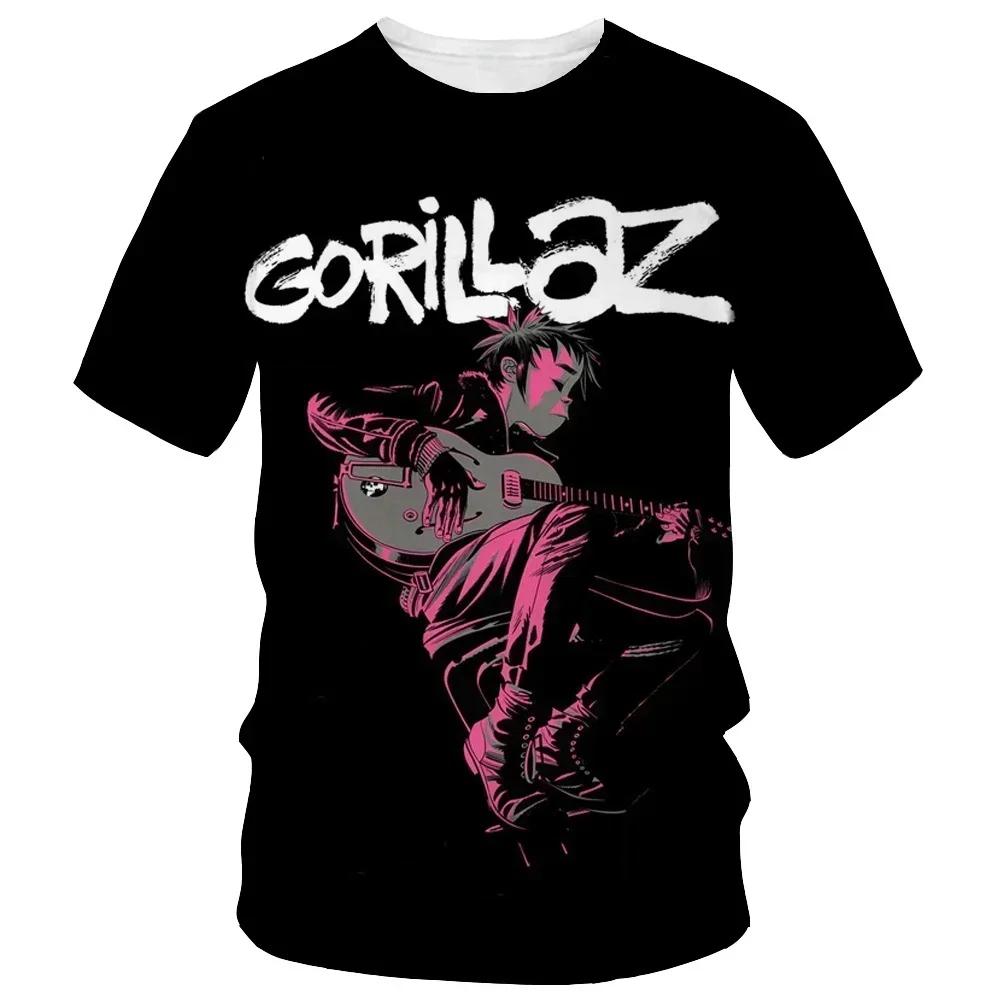 From Cartoon To Fashionable Gorillaz 3D Printed New T-shirt, Harajuku Style Casual Short Sleeved Hip-hop T-shirt for Men and Women, Street T-shirt