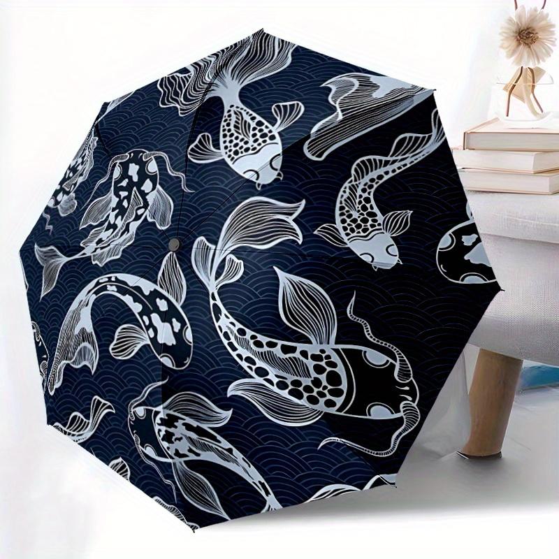 1pc Koi Fish Pattern Automatic Umbrella - 8-Rib Foldable Design, Outdoor Adventures, and Family Celebrations yy250829059