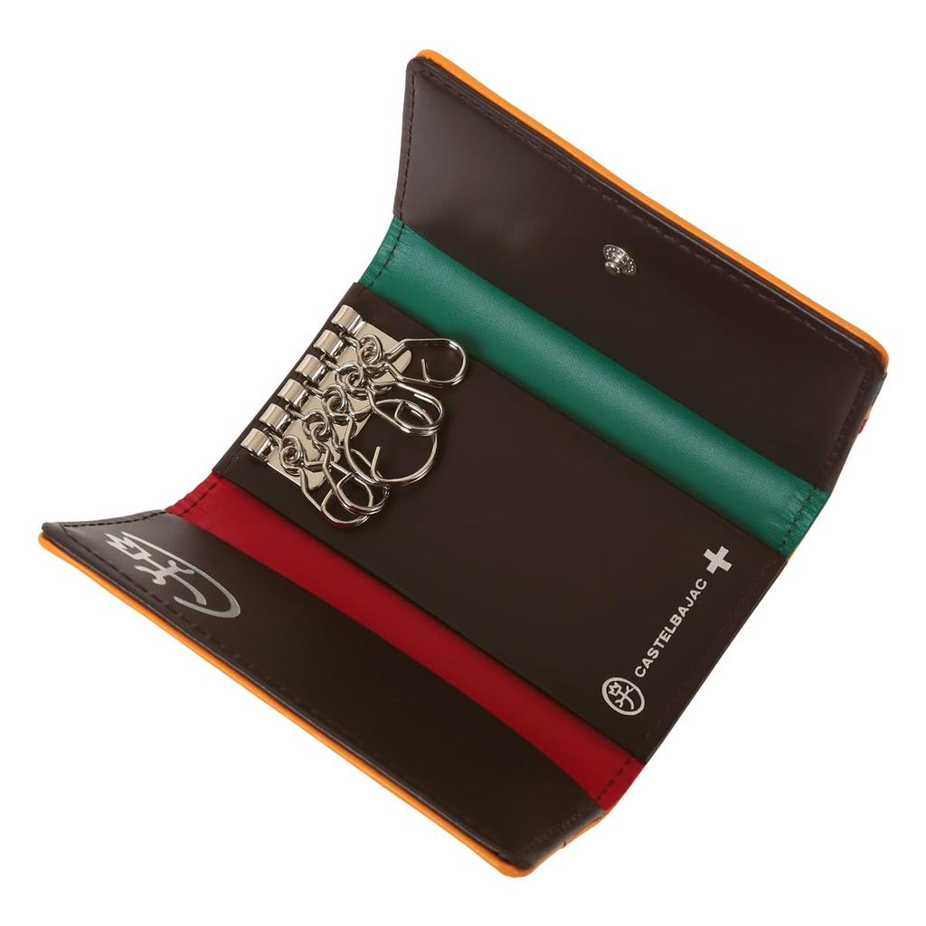 Key Case Cowhide Genuine Leather 5 Rows 057613 Press Casual Yellow [Castelbajac] Men's [11]