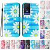 Blue Daisy Luxury Painted Leather Case Wallet Book Style Cover for TCL 305,306,403,501,TCL 30,30 Plus,30 XE 5G,201,20 R,40R,TCL 40 SE...
