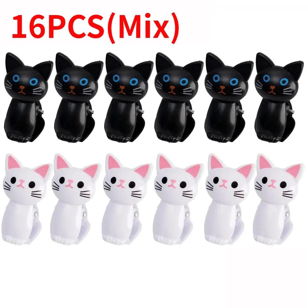 16/2 шт. мультяшные зажимы для еды для кошек, пластиковые зажимы для закусок, хлеба, прищепки для белья, зажим для хранения в домашнем офисе
