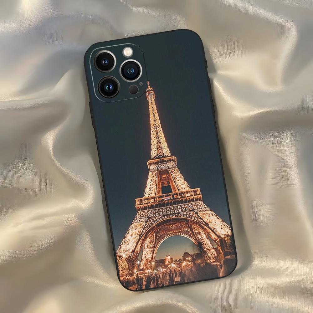 Франция Париж Эйфелева башня Чехол для телефона для Iphone 16 15 14 13 12 11 Pro Max Xr X Xs Mini 8 Plus SE 2022 Черный Мягкий Силиконовый Чехол
