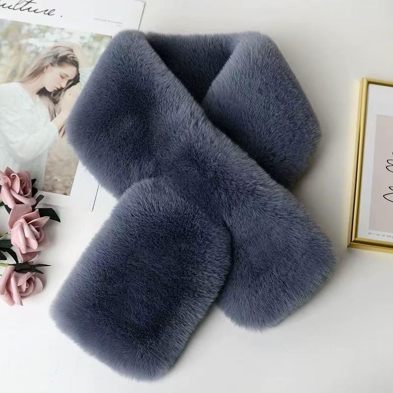 Soft Plush Scarf: Faux Rex Rabbit Fur, Double-Sided, Thick & Warm Winter Neck Warmer