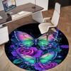 1pc Butterfly Roses Round Chair mat office Area Rug - Non-Slip, Floor Mat for Office, Bedroom, and Indoor Decor p127126