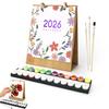 Настольный календарь 2026 года Водостойкий Многоцелевой Ежемесячный Настольный Календарь с Предварительно Напечатанными Холстами для Рисования Наборы для DIY-творчества