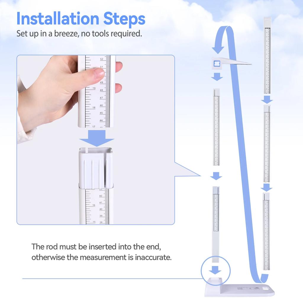 Professional Portable Stadiometer - Adjustable 20-210cm Dual Scale Wall-Mounted Height Rod | Medical-Grade Accuracy