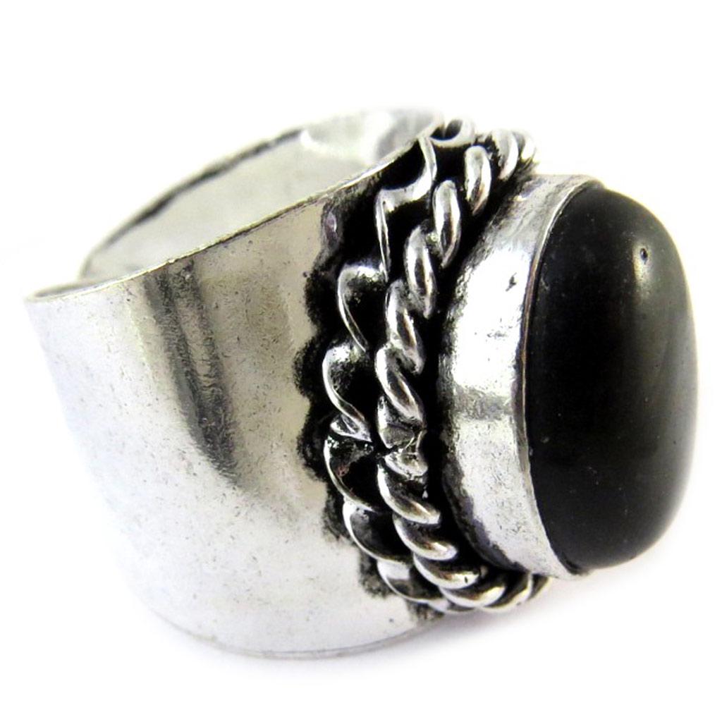 Les Trésors De Lily [N8124] — Серебристо-черное дизайнерское кольцо «Навахо»