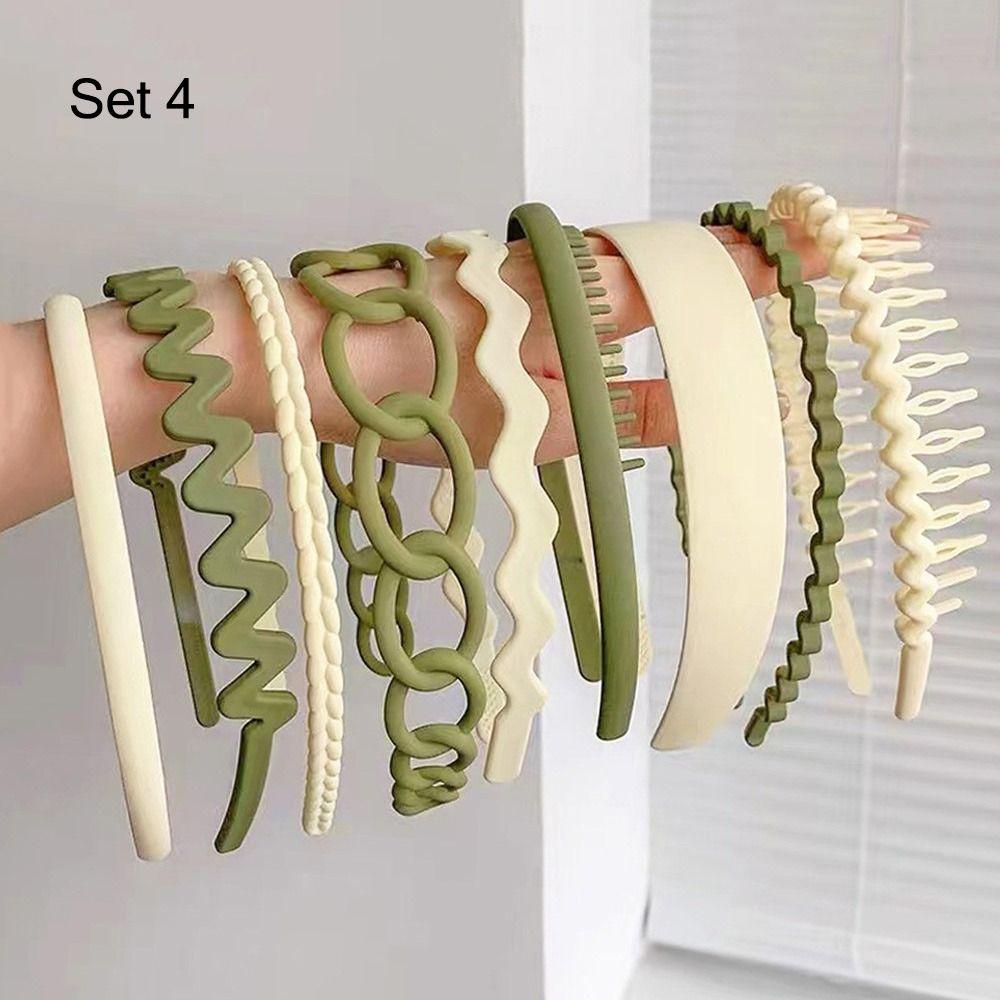 8Pcs Unisex Wavy Non-slip Hair Hoop Set Combing Hairbands Set Head Hoop Teeth Head Bands