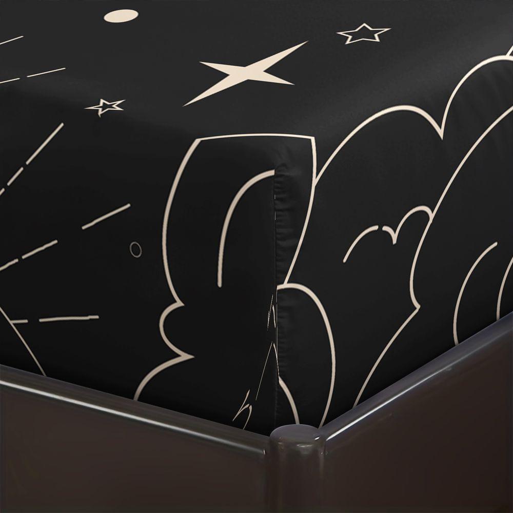 Celestial Sun and Moon Fitted Sheet Set Mystical Black and White Bed Sheets Set Starry Sky Bedding Set Soft Microfiber Bed Cover