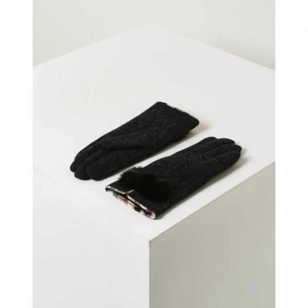 Daks Women Black Mink Fur Wool Gloves Dcgv6f430bk