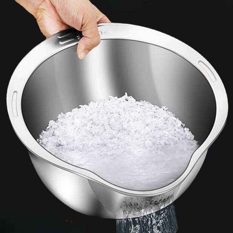 New Rice Washer Strainer Bowl Stainless SteelRice Washing Bowl Rice Sieve Colander Fruit and Vegetable Strainer Kitchen Tools