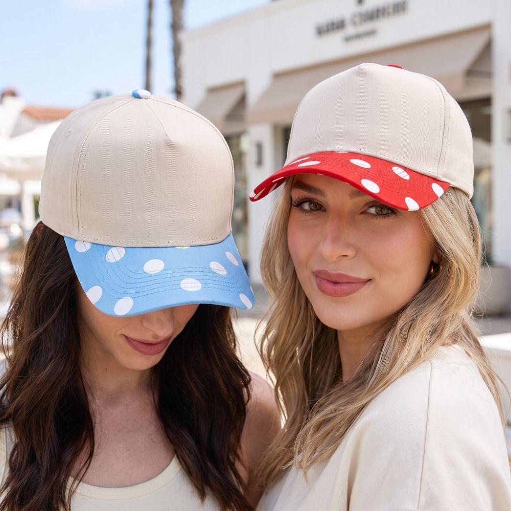 Cotton Polka Dot Baseball Cap Creative Printed Peaked Cap Casual Sun Hat Summer