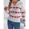 Autumn and Winter Casual Lantern Sleeve Contrast Color Love Pullover Sweater