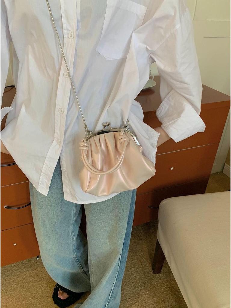 Высококачественный текстурированный плиссированный мешок для пельменей: Сумка-цепочка Sweet Girl Handheld через плечо