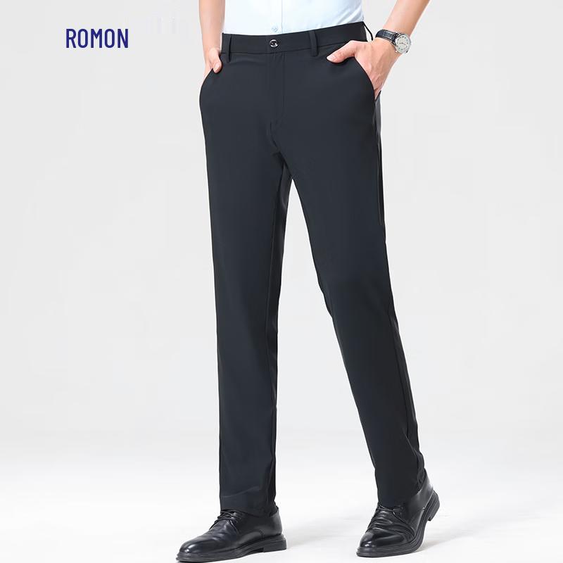 Romon Men's Ice Silk Casual Straight-Leg Pants