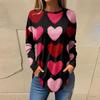 Tee Shirts For Women Casual Round Neck Long Sleeve Shirts Valentine's Day Printing Top Pullover
