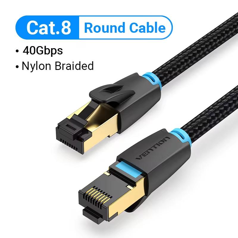 Кабель Ethernet Vention Cat8 SFTP 40 Гбит/с 2000 МГц, сетевой патч-корд RJ45 для маршрутизатора, модема и интернета.