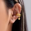 Роскошный набор ушных манжет из меди с кубическим цирконием для женщин, золотой, серебряный цвет, подвеска-сердце, ажурные украшения, ежедневные, для вечеринок, подарочные аксессуары
