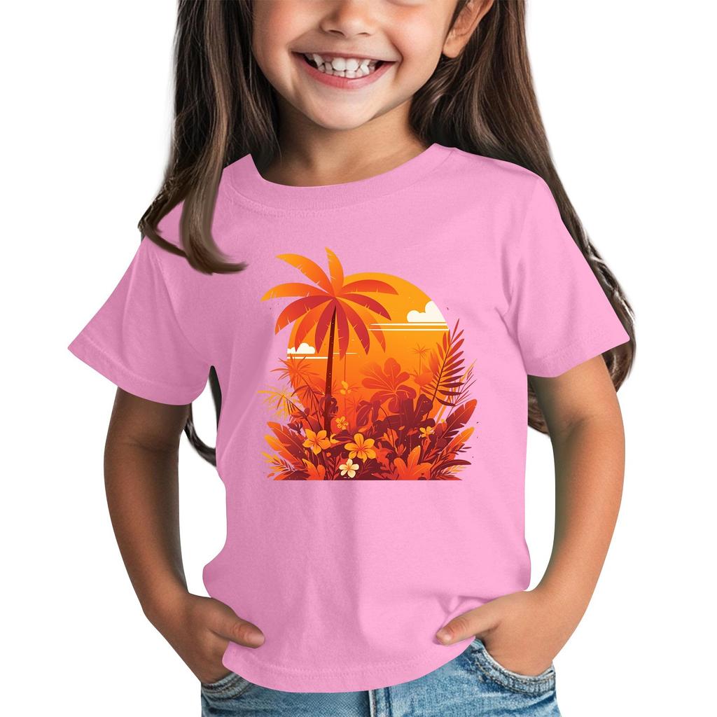 Детская модная повседневная футболка с круглым вырезом и короткими рукавами