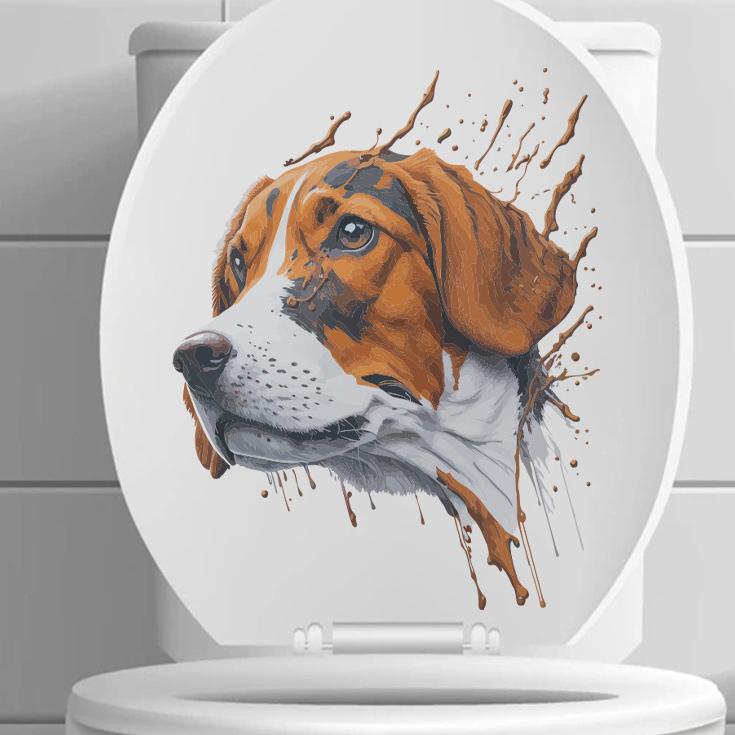 Cute Animal Wall Decals Creative Dog and Cat Cartoon Stickers for Waterproof Bathroom Toilet Seat