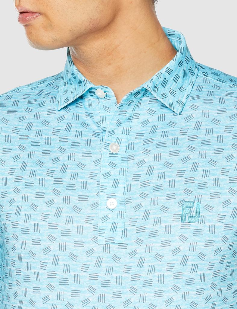 FootJoy Modern Classic Sketch Print Short Sleeve Shirt, Maui Blue, Men's Medium, 80433-M