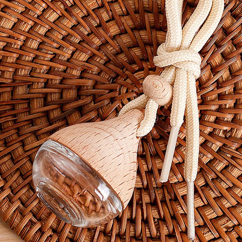 6 мл пустой автомобильный освежитель воздуха подвеска стеклянный флакон духов с деревянными крышками многоразовый автомобильный диффузор эфирного масла флакон