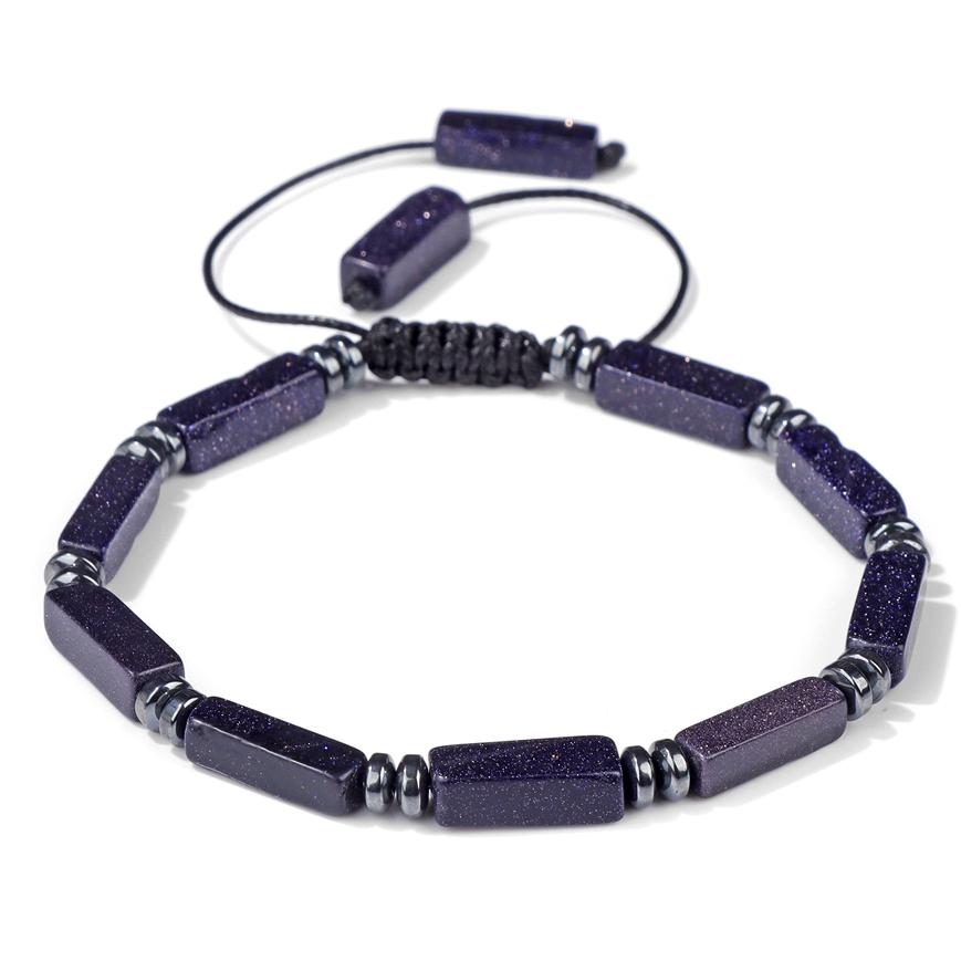 Rectangle Shape Amethysts Bracelet Natural Stone Indian Agates Lapis Lazuli Adjustable Braided Bracelets For Women Men Jewelry